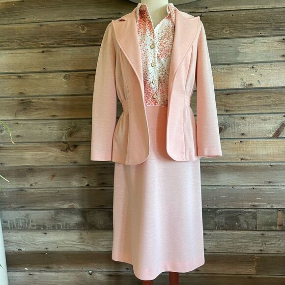 Vintage 60s/70s Julie Miller Dress Jacket and Sleeveless Dress Size 12/13 - Picture 1 of 16